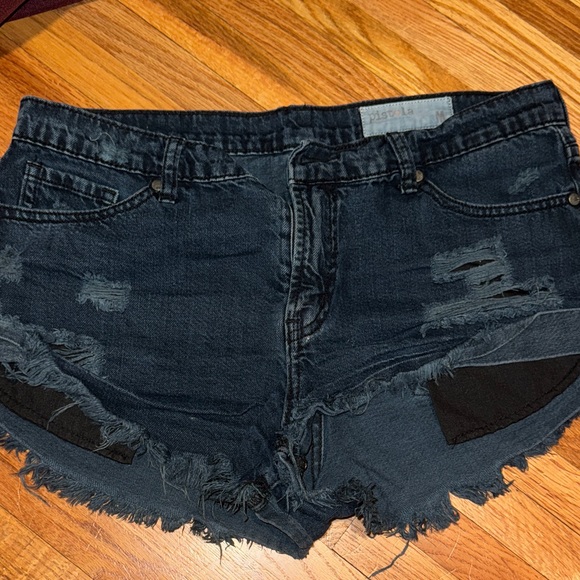 pistola Pants - Pistola Dark Distressed Jean Shorts